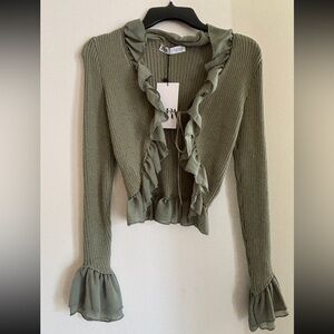 Zara Ruffled Knit Cardigan